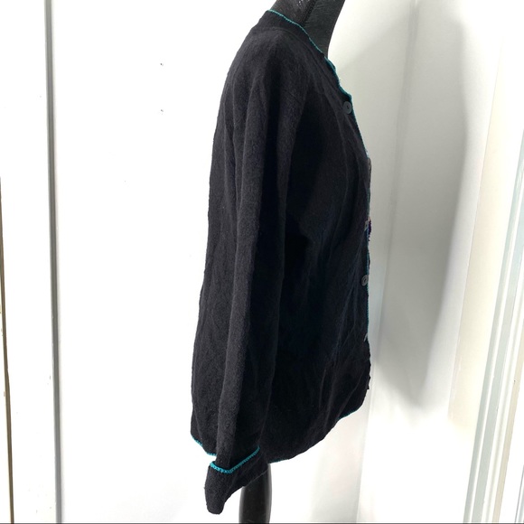 Norm Thompson Vintage Embroidered Wool Cardigan Sweater - Picture 12 of 15